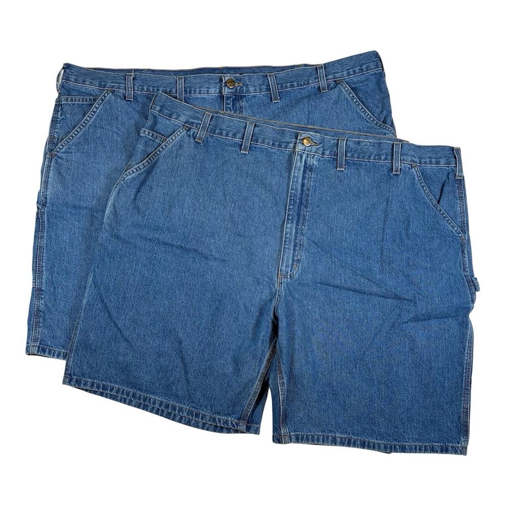 Lot of 2 Carhartt Workwear Mens 50 Blue Denim Carpenter Jeans Shorts B29 STW